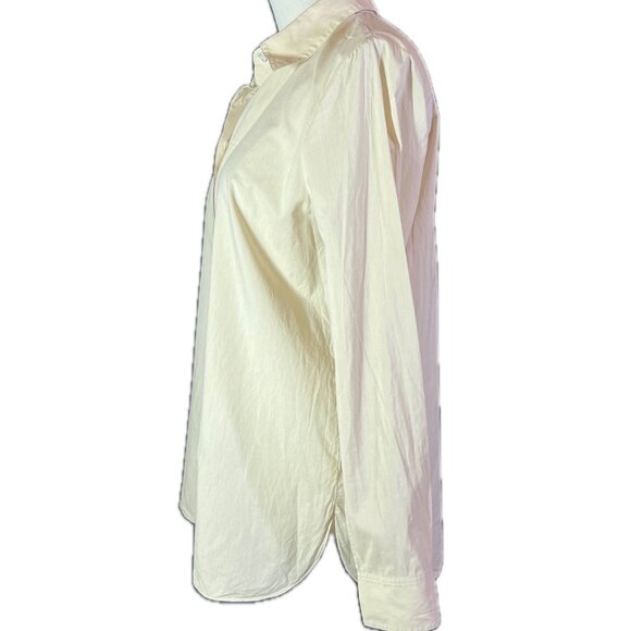 Theory Size M Classic Straight Shirt Cotton Beige Button-Up Long Sleeve - Picture 5 of 15